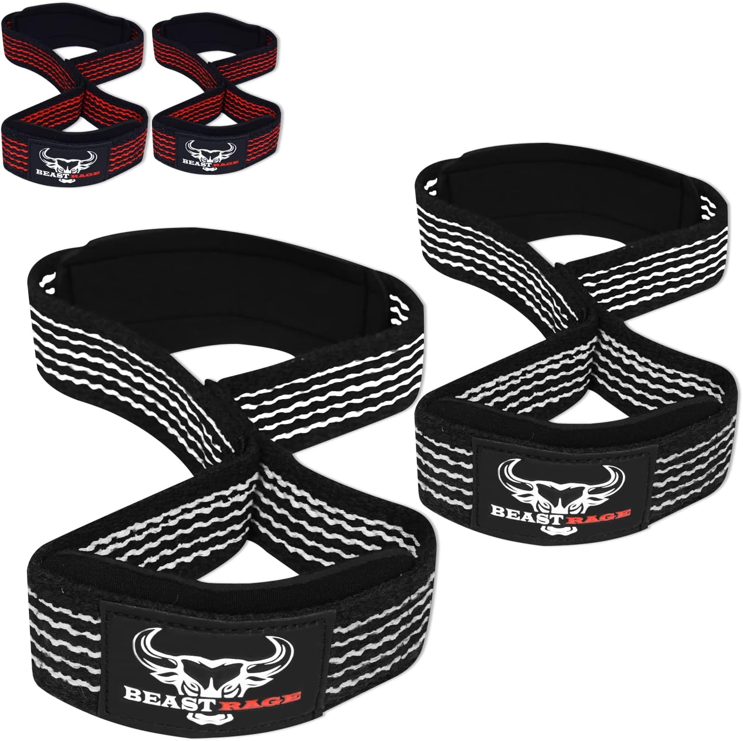 BEAST RAGE Figure 8 weight lifting straps Professional Padded Support Fitness Deadlift Powerlifters Cotton Straps Gym Wrist Straps