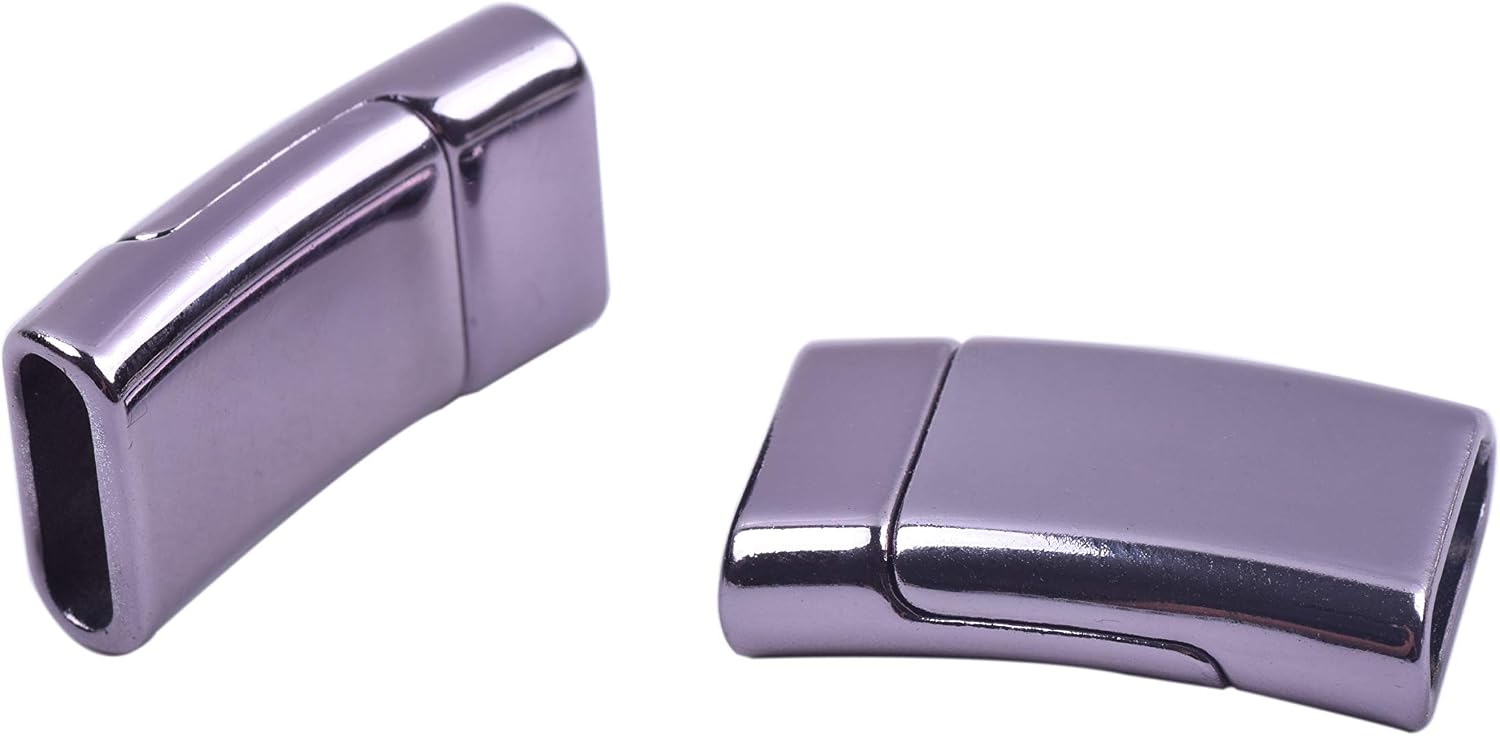 KONMAY 5 Sets 12.0x3.5mm Flat Magnetic Jewelry Clasps for Bracelets, Gunmetal