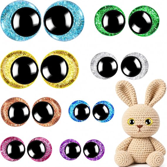 KIGEAPUEL 160PCS Large Safety Eyes for Amigurumi Safety Eyes for Crocheting for DIY Dolls Puppets Bear Crafts Animals Amigurumi Making Supplies(12-30MM)