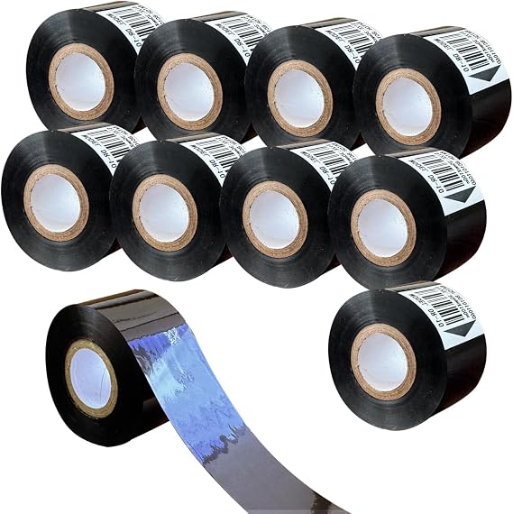 10 Rolls Date Coding Ribbon, 1.18'' x 328' (30mm x 100m) Hot Stamping Resin Ribbon, for Date Printing Machine HP-241 241B 241S TJ-08 DY-8 DY-6