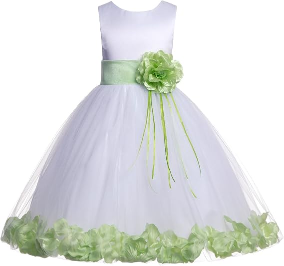 ekidsbridal Rose Petals White Flower Girl Dresses Pageant Dress Baptism Dress 007ss
