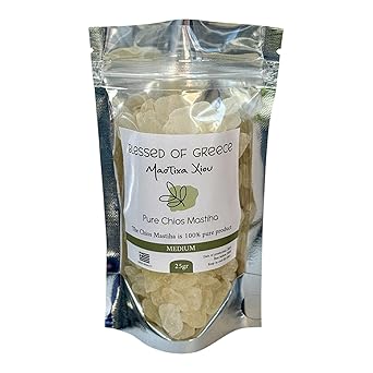 Chios Mastiha Pack 25gr 0.88oz Medium Tears - 100% Pure Mastic Gum from Mastic Growers - Natural Raw Resin for Facial Toning & Jawline - Sugar-Free, Keto