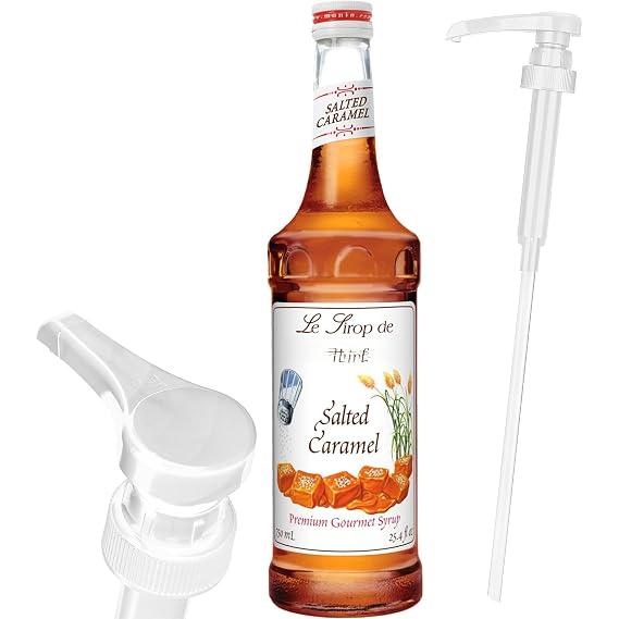 Salted Caramel Syrup for Coffee 25.4 Ounces for Salted Caramel Flavored Coffee Syrup and Cocktails with Little Squirt Syrup Pump