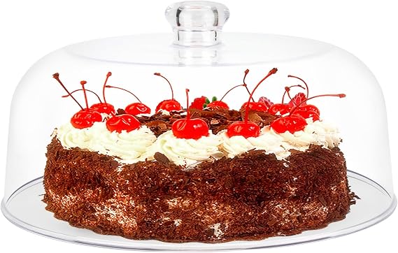 11'' Clear Cake Dome Cover, Acrylic Cake Cover Lid for Display | Round Pastry Display Cloche for Food Plastic, Cake Stand Dome Cover for Cake Plate Display Serving Platter (Without Base)