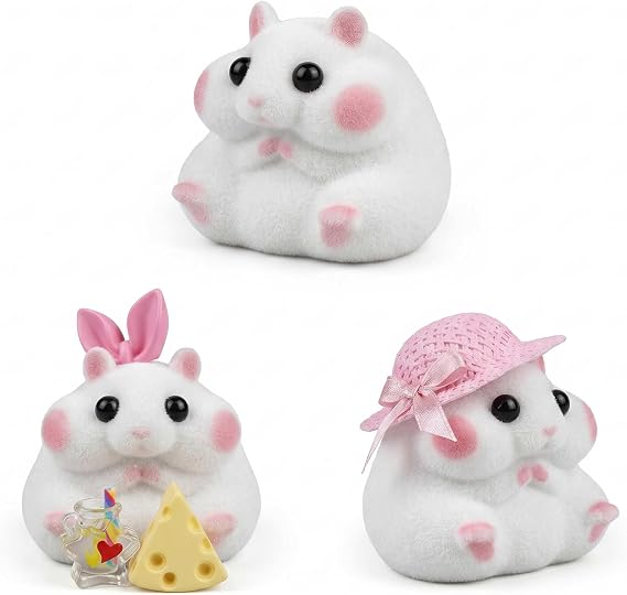 Handmade Squishy Fidget Hamster Toys, Hamster Squishy Squeeze Toys, Cute Taba Toys for Stress Relief, Cute Taba Toys for Stress Relief, Hamster Fidget Toys Suitable Adults and Kids(White)