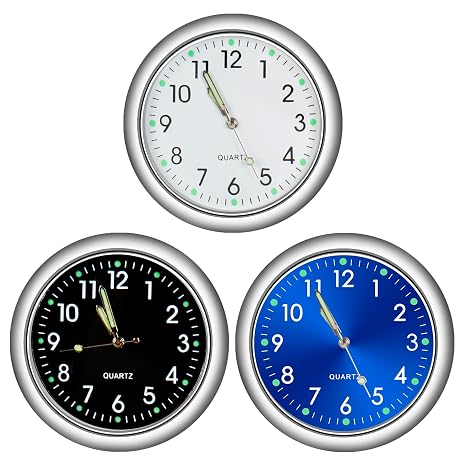 YOUNGFLY Small Luminous Analog Clock Stick On for Car Dashboard