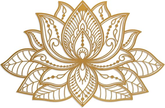Colorfull Worlds Mandala Metal Wall Decor, Lotus Flower Meditation Room Decor, Minimalist Zen Garden Bohemian Gift for New Year (26.3" x 17" | 67 x 43 cm, Gold)