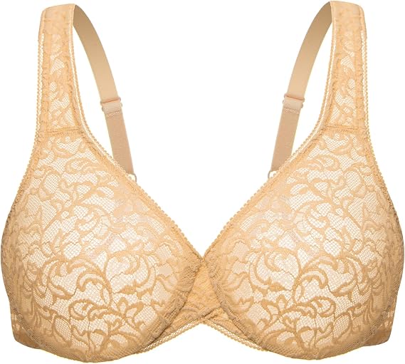 Wingslove Women's Sexy Lace Bra Sheer Bralette See Through Bras Underwire Added Support