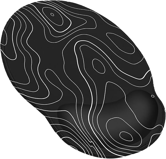 Meffort Inc Mouse Pad with Wrist Rest Support & Non-Slip Base, Durable Ergonomic Gaming Mousepad - Topography
