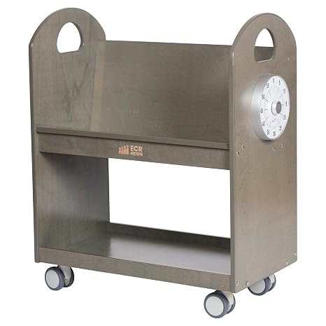 ECR4Kids Mobile Book Cart with Countdown Timer and Storage, Children's Furniture, Grey Wash