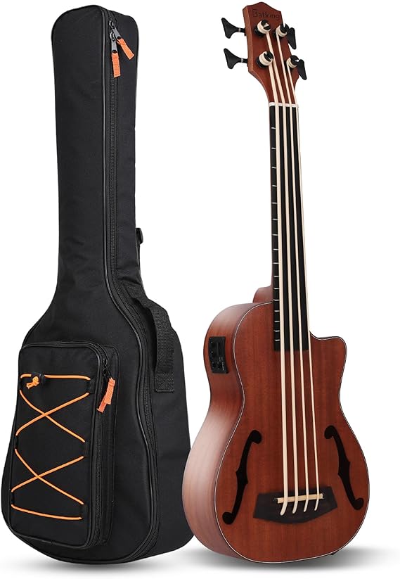 Batking Ubass Fretless,Bass Ukulele Electric 30 inch baritone ukelele bass,Electric Acoustic Bass Uku Wtih Gig Bag