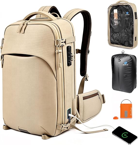 Vacuum Travel Backpack with Removable Hip Belt & Vacuum Bag with Pump 60L