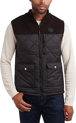 CANADA WEATHER GEAR Mens Puffer Vest - Water Resistant Windproof Insulated Quilted Puffer Vest for Men Zip Up Sweater Yoke