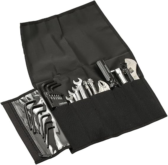 Pit Posse PP2880 Motorcycle Roll Up Repair Tool Bag Kit Compatible with Harley Cruiser HD V-Twin American SAE Davidson