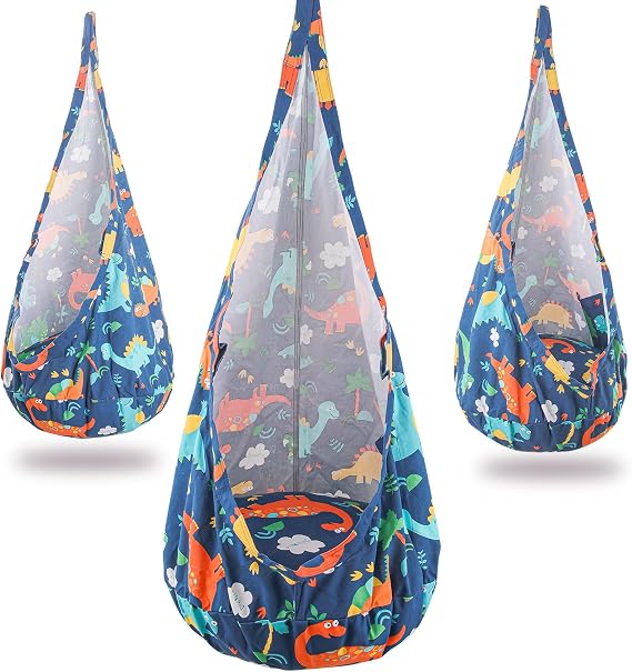 YAERSI Kids Pod Swing Seat, Hammock Chair with PVC Inflatable Cushion,Sensory Swing for Indoor and Outdoor Play Durable Portable