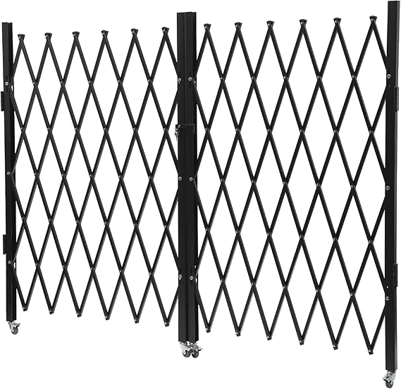 Double Folding Security Gate, 5.25' H x 9.84' W Folding Door Gate, Iron Accordion Security Gate, Flexible Expanding Security Gate, 360 Rolling Barricade Gate, Scissor Gate or Door with Keys