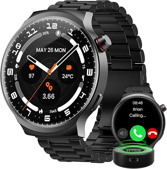 AMAZTIM Smart Watch for Men, 1.85" Ultra-Large HD Display, 120-Day Battery Life with 1000mAh Charging Case, Military-Grade Materials,Answer/Dial Calls, 24/7 Heart Rate & Sleep Monitor,Android & iOS