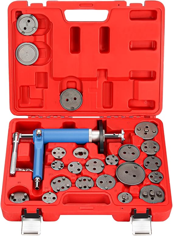 Pneumatic Brake Caliper Compression Tool, 24PCS Air Disc Brake Piston Compression Tool Kit, Rewind Spreader Air Tool Set for Cars Trucks