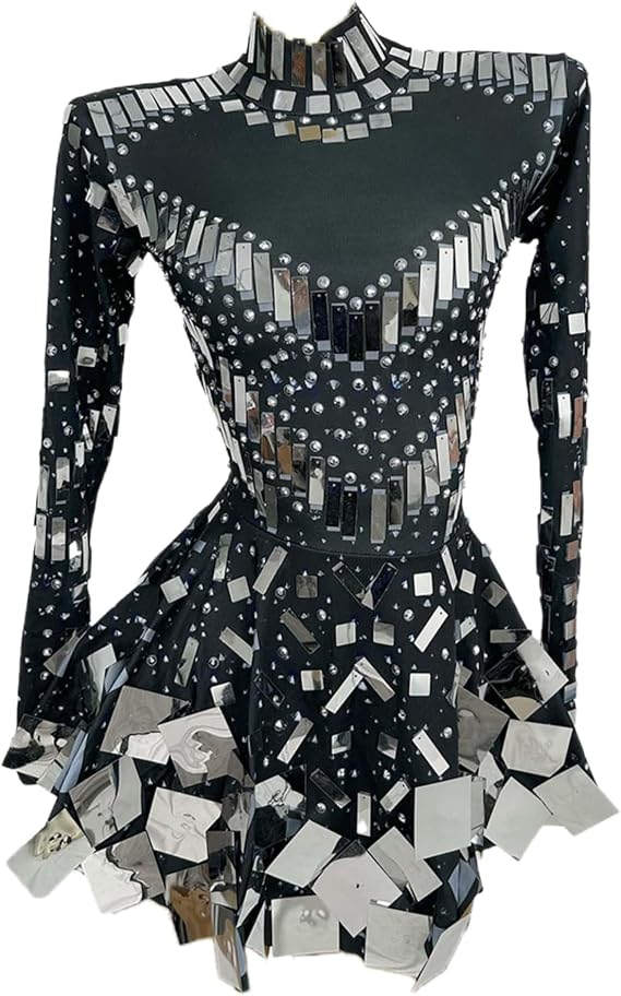 Women Glittering Sequins Prom Dress at Night Club A-line Dress Birthday Party Celebrate Outfit Bar Women Dancer Show Wear