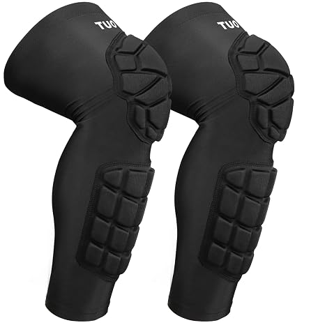 Padded Knee & Shin Guards Calf Pads Protector Compression Leg Sleeve Knee Brace for Football Basketball Volleyball Soccer Baseball for Youth Adult (1 Pair)