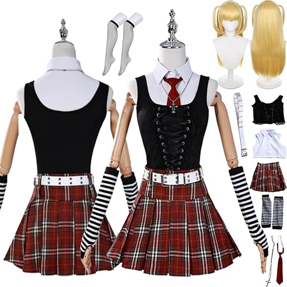 Anime Death Note Misa Amane Cosplay Costume Outfit Role Play Uniform Full Set Halloween Carnival Party Dress Up Suit With Wig Necklace for Women