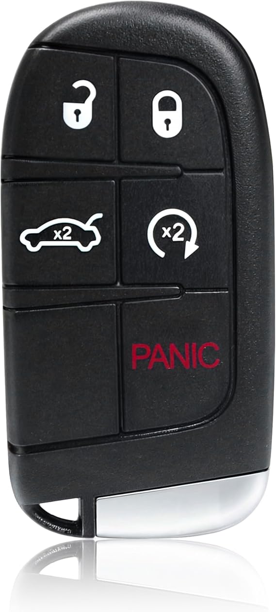 5-Button Smart Key Fob Remote Fits for 2019-2022 Dodge Challenger and for 2019-2022 Dodge Charger to Replace OEM Part, Part Number: 68394195, FCC ID: M3N-40821302