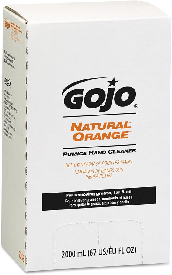 GOJO 7255 NATURAL ORANGE Pumice Hand Cleaner Refill, Citrus Scent, 2000mL, 4/Carton