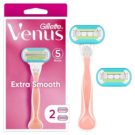 Gillette Venus Extra Smooth Pink Women's Razor Handle + 2 Blade Refills