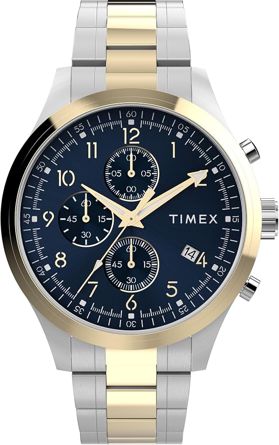 Timex Men's Dress Chronograph 43mm Watch - Silver-Tone Bracelet Black Dial Silver-Tone Case