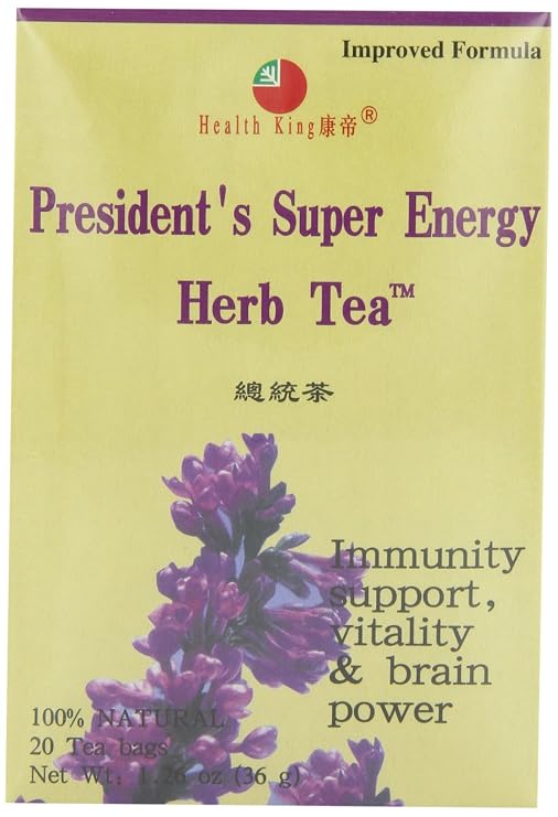 Health King Presidnt Super Energy Herb Tea, Teabags, 20 Count Box