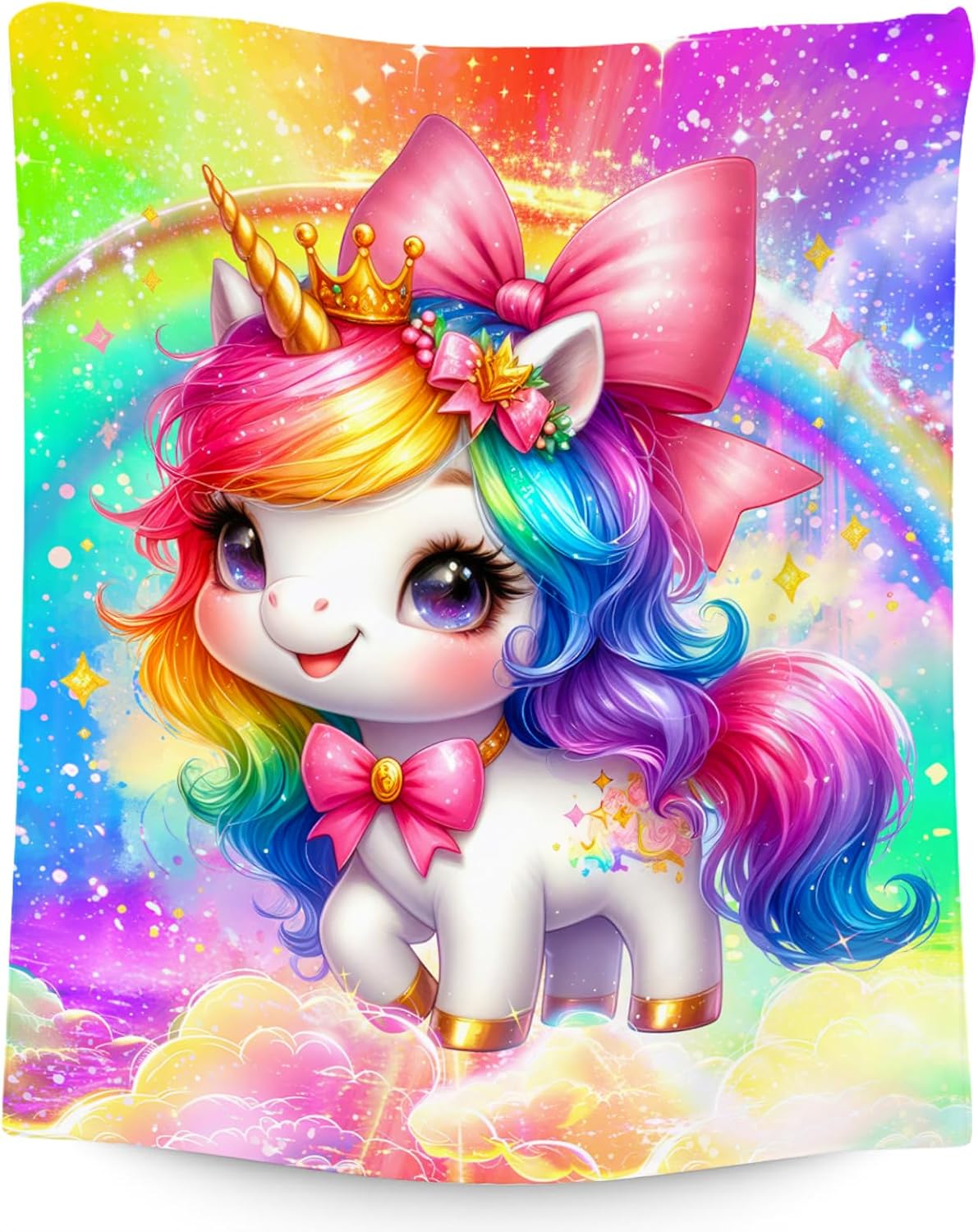 Girls Blanket, Unicorn Blanket for Girls, Unicorn Gifts for Kids, Toddler Throw with Rainbow, Cute Flannel Throw for Daughter, 40x50"