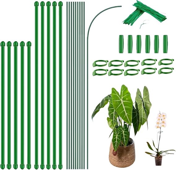 Plant Sticks Support Tall, 56Pcs Extendable Plants Stakes, Sturdy Monstera Plant Support, Natural Stakes for Indoor Plants Begonia Orchid Tomato