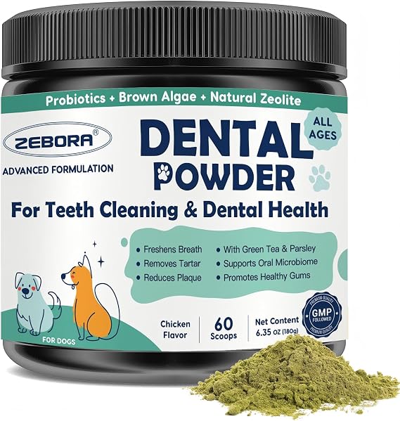 ZEBORA Dog Dental Powder, Breath Freshener, Dog Teeth Cleaning, 180g
