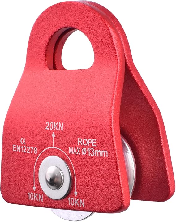 YAPJEB Micro Aluminum Pulley 20kN 8-12mm Single Swing Pulley Mobile Side Plates for Arborist Rigging Backyard Zipline Trolley