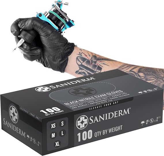 Saniderm - Nitrile Tattoo Gloves - 4.5 mil Box of 100