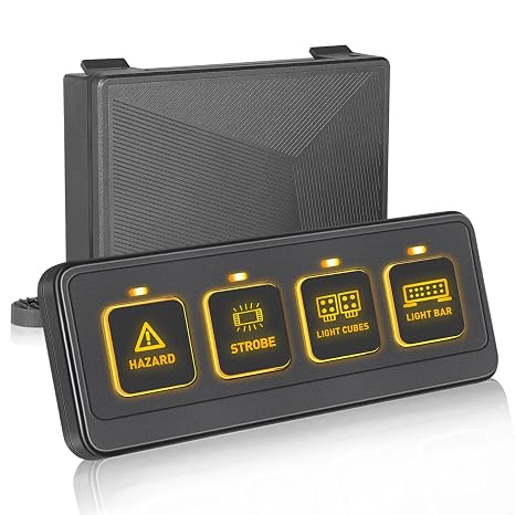 Wireless Switch Panel, Nirider 4 Gang Switch Panel 4 Control Modes 12V 24V Universal Circuit Control System Strobe Switch Relay Box Multifunction Switch Panel for Truck Jeep SXS UTV ATV Car Van Tacoma