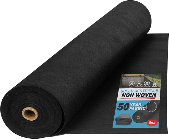 Super Geotextile 4, 6, 8 oz Non Woven Fabric for Landscaping, French Drains, Underlayment, Erosion Control, Construction Projects - 8 oz (3x50)