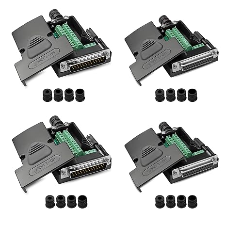 2Male + 2Female DB25 Solderless Breakout Connector Serial Adapter