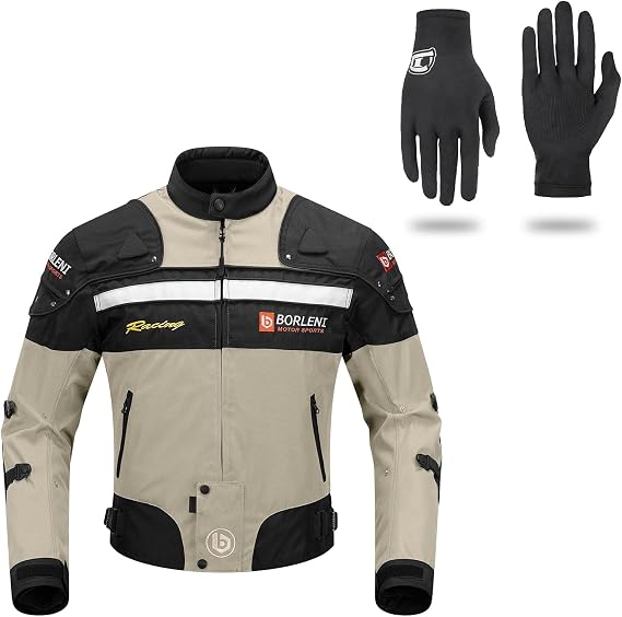 BORLENI Motorcycle Jacket for Men with Armor Riding Jacket CE Approved