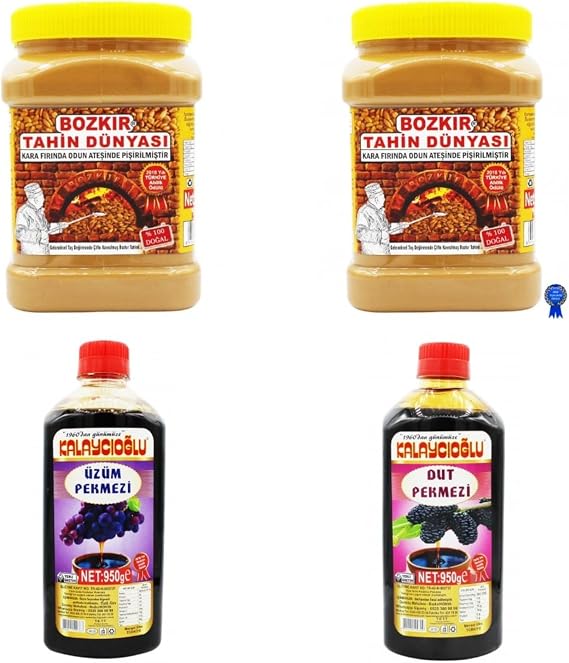KALAYCIOĞLU Bozkır Çifte Kavrulmuş Tahin (Kepekli) 935 gr 2 Adet + Üzüm Pekmezi 950 gr + Dut Pekmezi 950 gr