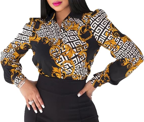 CHBAZH Women's Colorful Long Sleeve Button Down Blouses Dressy Casual