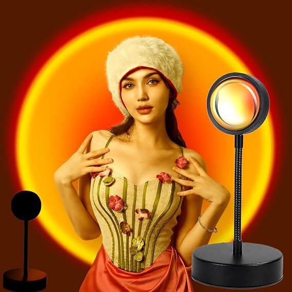 QUIGO Sunset Lamp Night Light Projector LED Room Decor Bedroom Sunlight Sun Table Desk Lamp Women Gift [Energy Class F]
