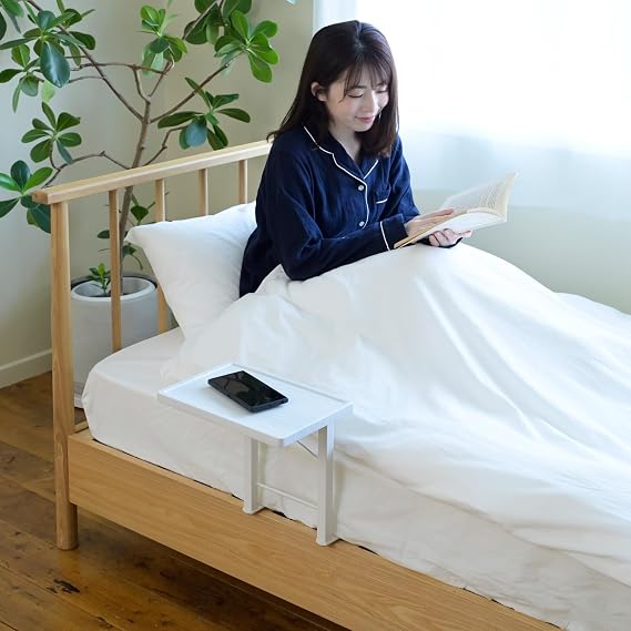 Yamazen YAMAZEN Bed Guard for Adults, Fall Prevention with Foldable Shelf, Protects Against Mattress Shift, Bed Table, Foldable, Easy to Install, Dimensions: 11.6×20.9×12 inches, Assembled, White