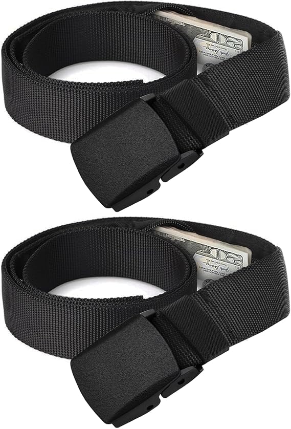 2 Pcs Travel Money Belt, Hidden Money Pouch, Anti-Theft Design Safety Belt with Secret Compartmen, Adjustable Nylon Waist Pack for Men, Women, Travel, Trip Jogging Outdoor Working