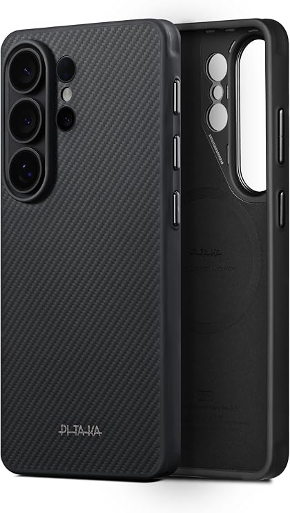 pitaka for S26 Ultra Case with NFC, Protective, Cairn Case-Black/Grey | Protective Samsung Galaxy S26 Ultra Case 6.9 Inch with NFC Control Button, Aramid Fiber Woven, Compatible with MagSafe