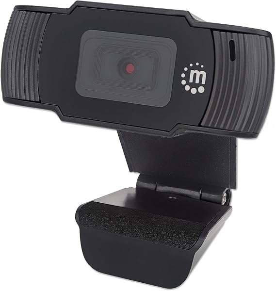 Manhattan 1080p HD USB Webcam with Microphone - Plug and Play on Computer, Laptop, PC - for Video Calling, Streaming, Recording, Conferencing with Web Camera - 462006
