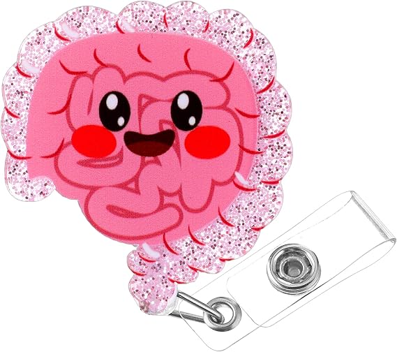 Gjinxi Badge Reel Holder Retractable with ID Clip for Nurse Nursing Name Tag Card Intestine Badge Holder with Alligator Clip, Cute Badge Reel for Medical Assistant Nursing Student Doctor Office