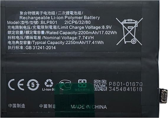 Replacement Battery BLP801 Compatible with OnePlus 8T 5G OnePlus 9R 5G KB2001 KB2005