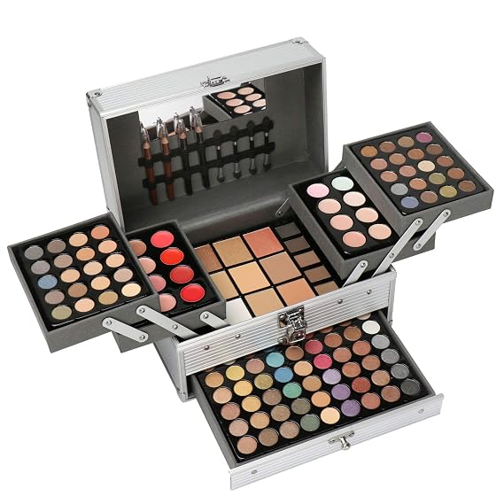 Pure Vie All-in-One Holiday Makeup Gift Set Xmas Essential Starter Bundle Include Eyeshadow Palette Lipgloss Concealer Blush Eyebrow Foundation Face Powder Eyeliner Pencil