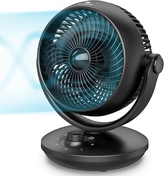 DR.PREPARE Air Circulator Fan for Bedroom, 8 Quiet Desk Fan, 70 Auto-Oscillating Vortex Fan, Efficient Cooling & Circulation Fan, 3 Speeds, 100 Adjustable Tilt, Portable for Home, Office, RV